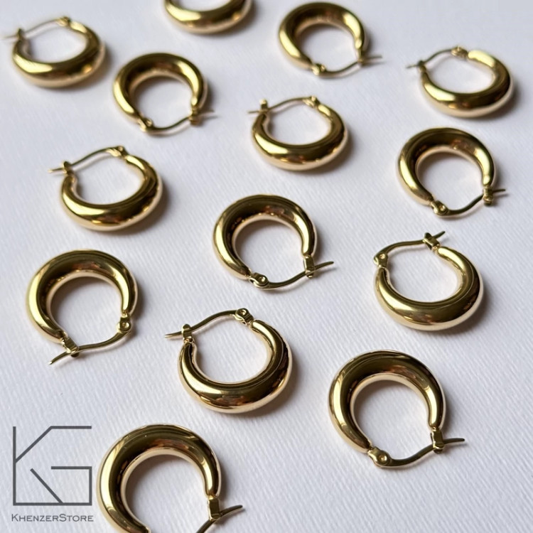 گوشواره حلقه ای دامله استیل آبکاری طلا