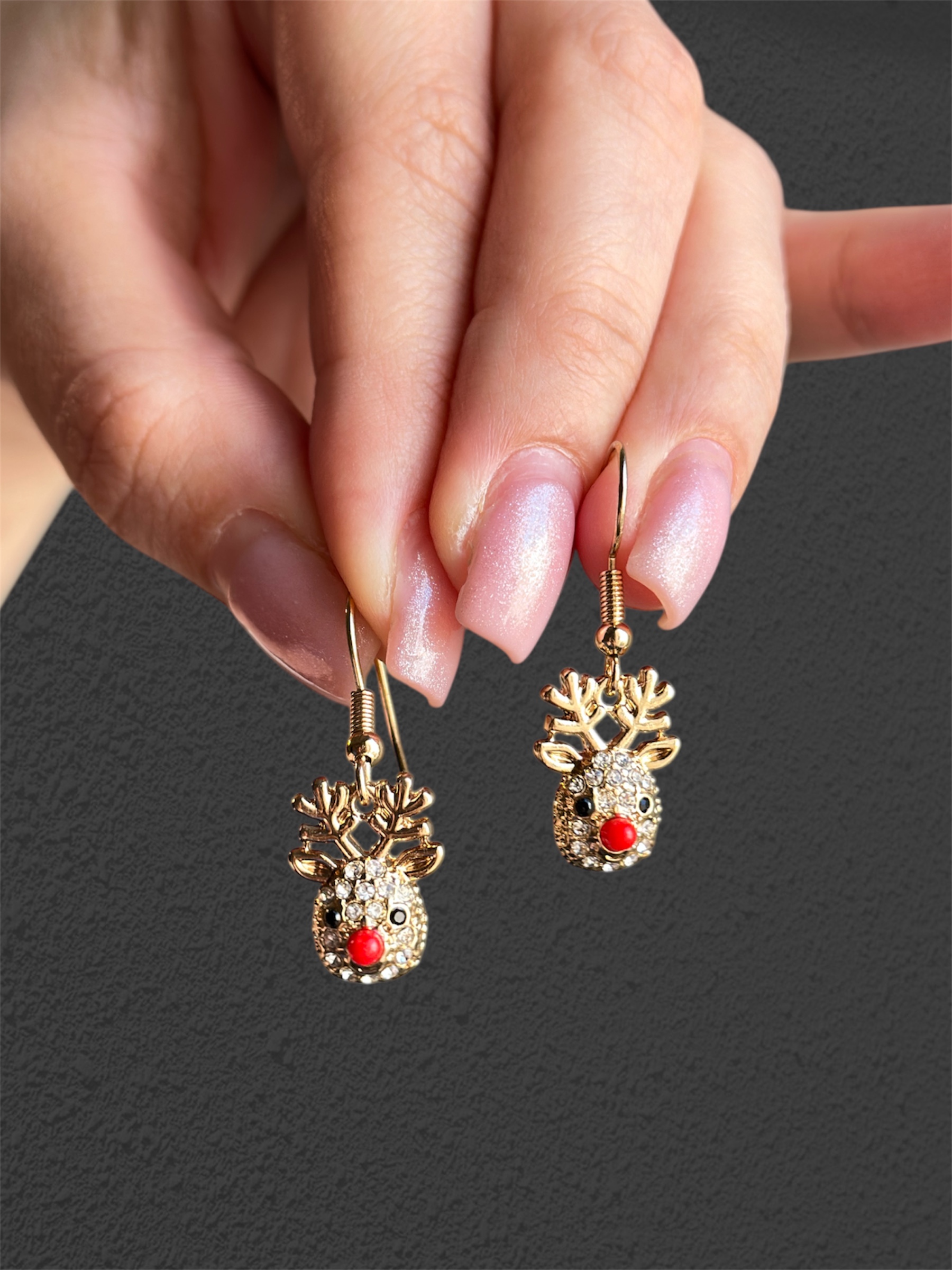 گوشواره گوزن نگین دار کریسمس